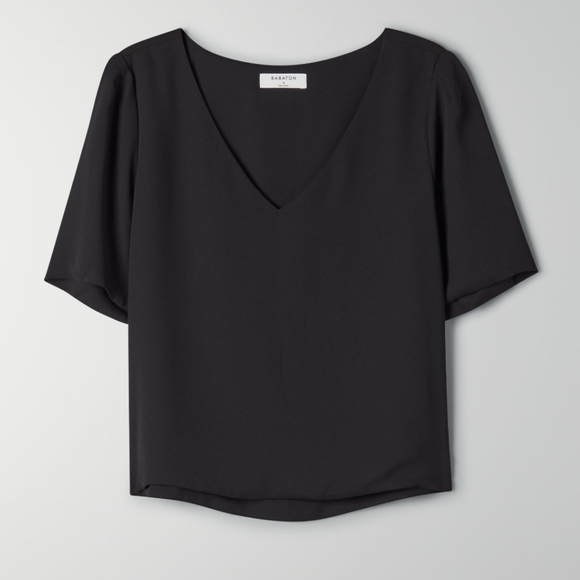 Babaton Tops - Babaton Black V-Neck Short Sleeve Top